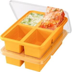 Juego de 4 recipientes herméticos de silicona para sopa, con tapas, aptos para microondas, para conservar alimentos frescos, bandeja de almacenamiento para almuerzo, moldes para cubos. - Product Image 1