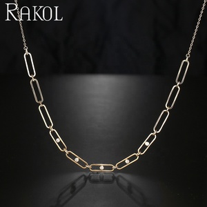 RAKOL NP5077 Gold-Plated Link Paperclip Chain Women's Gift Hiphop Necklace - Product Image 6