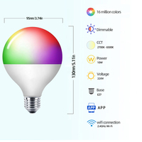 Bombilla Inteligente WiFi de 15W 20W E27 RGB con Cambio de Color, Control por Alexa y Google Home para Dormitorio y Sala de Estar