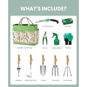 Yaungel Ensemble d'outils de jardinage 10 pièces en acier inoxydable avec poignées ergonomiques et sac à outils pour utilisation en extérieur - Product Image 6