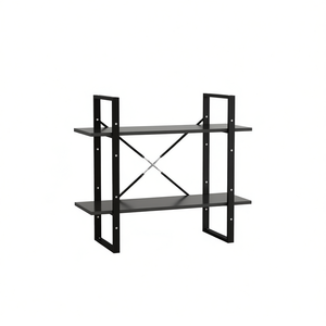 Estantería de Madera Sintética Gris de 2 Niveles D0100HHD0M2 31.5x11.8x27.6 Pulgadas, Moderna, Independiente, para Oficina en Casa - Product Image 1