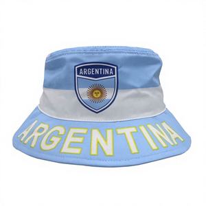 Nouveau style Chapeau bob de pêche en toile rayée 100% coton, imprimé drapeau argentin, promotion économique, vente en gros, OEM - Product Image 3