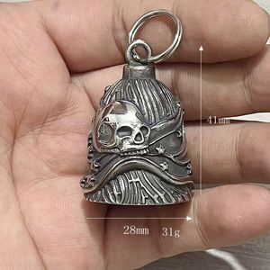 New Hot-selling Biker-style Stainless Steel <strong>Stars</strong> and Stripes Skull Riding Lucky Guardian Bell Keychain Necklace Pendant - Product Image 2