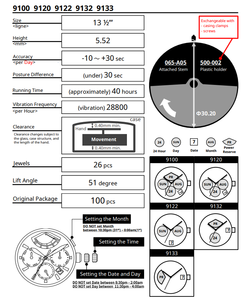Movimiento original de 3 manos al por mayor Japón Miyota 9132 reserva de energía Premium movimiento súper automático con pantalla de 24 horas - Product Image 3