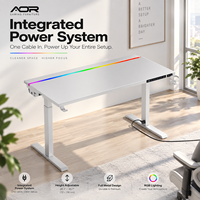 Bureau de jeu PC électrique réglable en hauteur à double moteur AOR 140 cm, bureau assis-debout en métal RGB, vente en gros d'usine