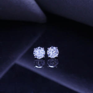 Envío Inmediato: Pendientes de Oro Rosa para Mujer, Diseño Romántico y Elegante con Moissanita Chapada en Oro de 6.5mm VVS en Forma de Bola - Product Image 3