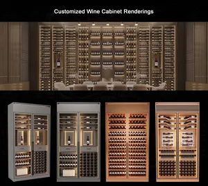 High-end Design Custom Wine Rack Stainless Steel Constant Temperature Wine Cellar Club Living Room Bar Wine Cabinet