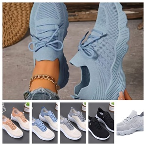 Online Retail Store Breathable <b>Knit</b> Sneakers Lightweight Lace up Walking Shoes Colorful Casual <b>Trainers</b> for <b>Women</b> Free Size - Product Image 6