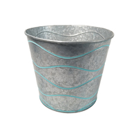 Seau à fleurs rond en métal pour balcon, décoration de jardin, maison et ferme, pour l'intérieur et l'extérieur, avec ligne en relief
