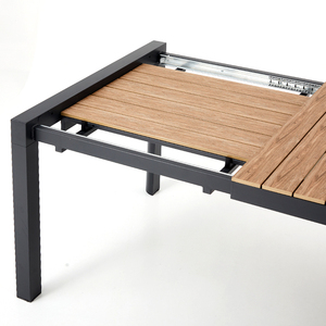 Tavolo <span class=keywords><strong>da</strong></span> Pranzo Estensibile <span class=keywords><strong>da</strong></span> Giardino Homful con Piano a Doghe Effetto <span class=keywords><strong>Legno</strong></span> e Struttura <span class=keywords><strong>in</strong></span> Alluminio Estraibile su un Lato - Product Image 3