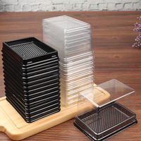Vente en gros de boîte à blister jetable rectangulaire pour gâteau mousse boîte d'emballage transparente pour dessert, pâtisserie, boulangerie et aliments avec couvercle