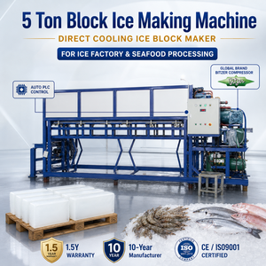 Machine <span class=keywords><strong>à</strong></span> glace industrielle <span class=keywords><strong>à</strong></span> refroidissement direct de 5 tonnes avec compresseur et pompe <span class=keywords><strong>à</strong></span> eau pour <span class=keywords><strong>la</strong></span> congélation des poissons et des fruits de mer - Product Image 2
