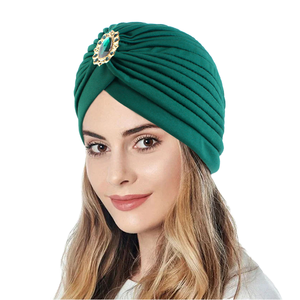 Sombreros Étnicos Modernos <span class=keywords><strong>para</strong></span> <span class=keywords><strong>Mujer</strong></span>, Gorro Indio de Poliéster Sólido, Hijab Musulmán, Pañuelos Árabes, Turbantes - Product Image 1