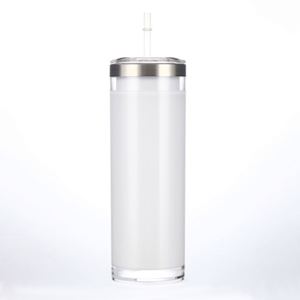 Gobelet isotherme droit en acier inoxydable de 20 oz avec intérieur en plastique pour sublimation, effet boule à neige et paillettes, pour soda, bière, café (sans isolation thermique) - Product Image 1
