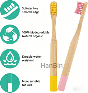 Custom Logo Kids Bamboo <strong>Toothbrushes</strong> Natural Soft Bristles Durable Charcoal <strong>Wooden</strong> Brushes Compostable Design for Children - Product Image 4
