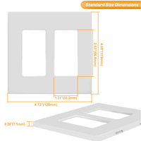 Plaque murale décorative Shanghai Linsky, standard américain, 2 modules, blanche, en PC, pour interrupteur/prise, fixation sans vis, pour usage domestique