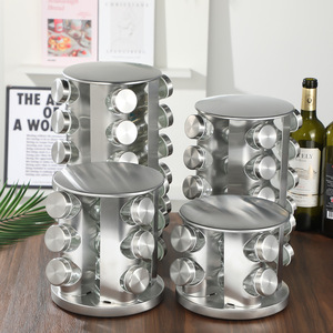 <b>Rotating</b> Stainless Steel <b>Spice</b> <b>Rack</b> Multi Functional Kitchen Storage With 360 Degree Turntable For Seasoning Organization - Product Image 3