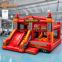 Ceyu Deluxe Station de pompiers gonflable avec toboggan, piscine à balles et aire de jeux pour enfants, idéal pour les fêtes, divertissement extérieur, prix usine, pour jardin