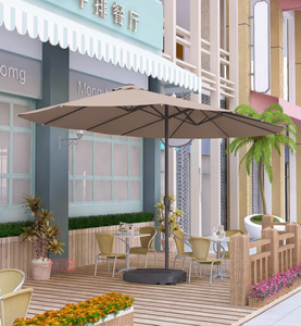 Grand parasol double face de 15 pieds à structure en acier, éclairé par énergie solaire, pour marché commercial, jardin et terrasse - Product Image 2