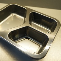 Barquettes alimentaires CPET noires de qualité supérieure pour compagnies aériennes, résistantes aux hautes et basses températures, micro-ondables, recyclables, boîtes repas jetables sous blister