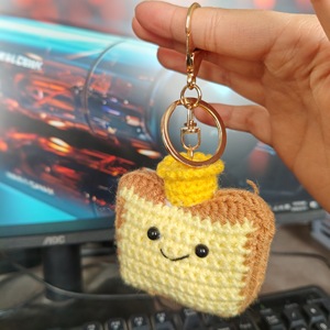 Handmade Crochet Donut Keychain <b>Knitted</b> Dessert <b>Bag</b> Charm Cute Pendant Sweet Soft Yarn Keyring <b>for</b> Women Girls Gift - Product Image 3