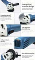 Meuleuse d'angle électrique professionnelle mini, qualité industrielle, disque de meulage en acier inoxydable, moteur à balais, 2 kg, pour couper le métal et le bois