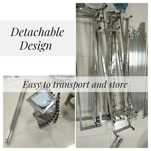 Support à fleurs rectangulaire en fer argenté lisse avec design miroir pour centre de table de mariage - Product Image 6