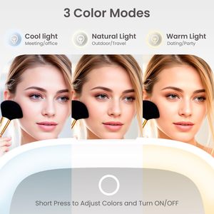 Personalized Touch Folding Hand Portable Travel <b>Vanity</b> <b>Mirror</b> Lighted Customized Logo Makeup Led Compact <b>Mirror</b> With <b>Light</b> - Product Image 2
