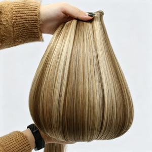 Extensiones de <span class=keywords><strong>Cabello</strong></span> Humano Ultra Finas e Invisibles Genius Weft, <span class=keywords><strong>Balayage</strong></span> Marrón con Reflejos Rubios, <span class=keywords><strong>Cabello</strong></span> Humano Remy de Doble Trama - Product Image 4