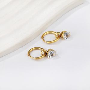 Boucles d'oreilles pendantes longues en acier inoxydable plaqué or 18 carats avec zircon, motifs cœur, étoile, triangles, cercles et gouttes d'eau, pour femmes et jeunes filles - Product Image 5