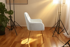 Modern <strong>Light</strong> <strong>Blue</strong> Velvet Accent Chair with Gold Metal Legs, Upholstered <strong>Armchair</strong> for Home Office &amp; Living Room - Product Image 3