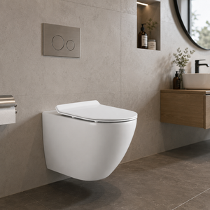 Ensemble WC mural avec siège, design élégant et facile à nettoyer, cuvette de toilette à réservoir encastré - Product Image 1