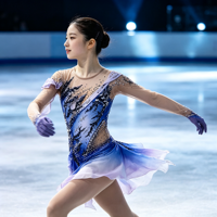 Robe de patinage artistique de luxe bleu-violet dégradé avec strass, dos en V profond, jupe de danse sur glace pour filles et femmes, tenue de compétition