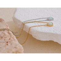 Collier pendentif cœur chic en opale australienne naturelle JINYOU 3718, bijoux délicats en acier inoxydable pour femmes, mode 2025