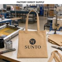 Sac de courses en jute pour entreprise, impression sérigraphique, taille personnalisée pour les magasins de détail, les événements commerciaux et l'identité de marque, faible MOQ