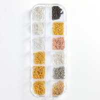 Chaîne en or et argent avec perles en acier, perles et diamants colorés incrustés, accessoires pour nail art