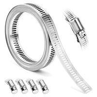 Kit d'assortiment de colliers de serrage réglables en acier inoxydable 304 pour tuyaux et conduites, avec vis à vis sans fin de grande taille, attaches et boulons