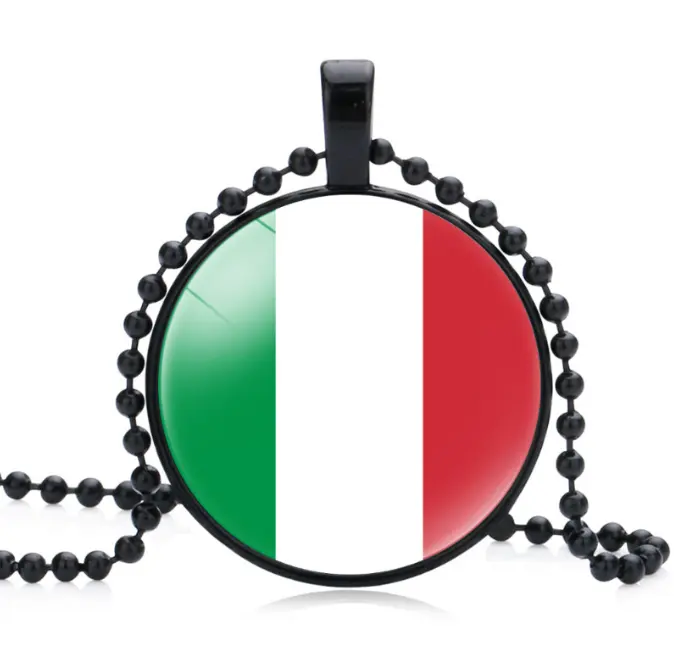 Groothandel Hoge Kwaliteit Italië Vlag Tijd Edelsteen Ronde Hanger Rijst Parel Ketting