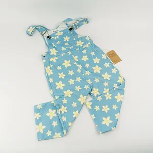 Pinuotu Spring Autumn Kids Jumpsuit Suspender Custom Rompers Children Cotton Clothing Cute Girls Floral Allover Overalls