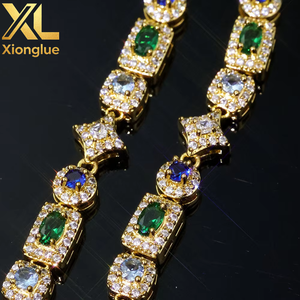 New 6mm <b>Iced</b> <b>Out</b> Star <b>Chain</b> Bangles Colorful Geometric Zircon Claw Setting Unisex Hip Hop Fine Jewelry - Product Image 5