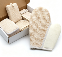Kit Cadeau de Gants Exfoliants Double Face en Lin Naturel et Accessoires de Douche – Lot Réutilisable pour le Bain