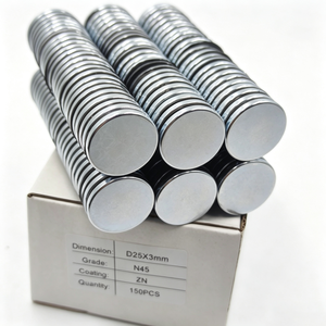<span class=keywords><strong>Aimant</strong></span> de pêche puissant en néodyme de terre rare de grade N45, D25x3mm, avec revêtement en zinc - Product Image 1