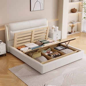 Modern Luxury Wooden Box Bedroom Furniture Soft Up-holstered <strong>Beds</strong> king Size <strong>Padded</strong> Double <strong>Bed</strong> Frame Leather Set <strong>Storage</strong> Design - Product Image 2