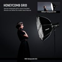 Boîte à lumière octogonale 35''/90cm à dégagement rapide avec monture Bowens, grille en nid d'abeille et sac de diffuseurs de lumière pour RGB CB60