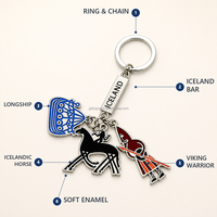 Porte-clés en métal en forme de cheval islandais Reykjavik, breloques guerrier et navire viking d'Islande pour les boutiques de souvenirs et les distributeurs