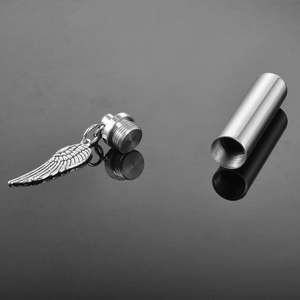 Cremación Cenizas Joyería 925 Plata Esterlina Ángel Ala Cilindro Encanto Urna Collar - Product Image 3