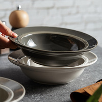 Nordisches Strohhut-Design Porzellan-Pasta-Tellerset Hochwertiges Westliches Geschirr Mikrowellengeeignet Einfarbiges Muster Kreativer Teller
