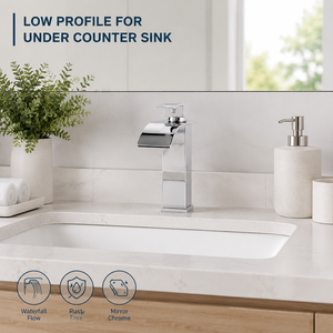 Rubinetto a Cascata per Lavabo in Acciaio Inox Cromato Lucido, Monocomando Moderno per Bagno, Vendita all'Ingrosso - Product Image 5