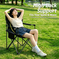 Chaise d'extérieur moderne pliable à dossier haut avec accoudoirs et poche latérale, portable, légère et robuste pour le camping, les pique-niques, la plage, le jardin, le parc et la pêche