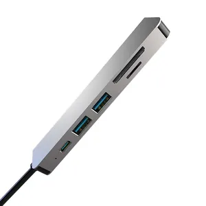 Concentrador de red usb 3,0 de 6 puertos, hub de carga rápida PD HD MI USB3.0, usb 2,0, SD, TF, de fábrica, modelo privado, usb tipo c